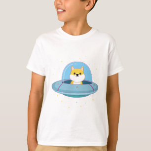 schattige buitenaardse hond vliegende buitenaardse t-shirt