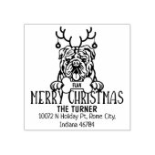 Schattige Bull Dog Merry Christmas Retouradres Rubberstempel (Afrduk)