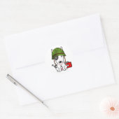 Schattige Bull Terrier Dog Dragen legerhelm Ronde Sticker (Envelop)