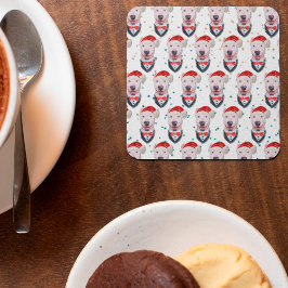 Schattige Bull Terrier Hond Kerst Patroon Kartonnen Onderzetters