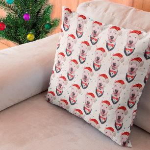 Schattige Bull Terrier Hond Kerst Patroon Kussen