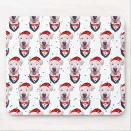 Schattige Bull Terrier Hond Kerst Patroon Muismat