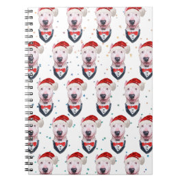 Schattige Bull Terrier Hond Kerst Patroon Notitieboek