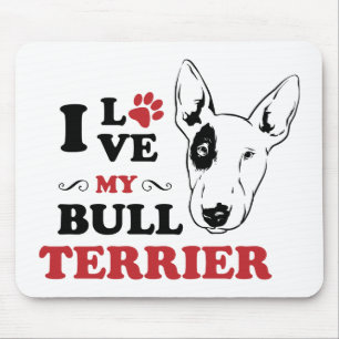 Schattige Bull Terrier Moeder Puppy Vader Hond Lie Muismat