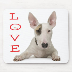Schattige Bull Terrier Moeder Puppy Vader Hond Lie Muismat