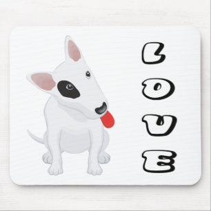 Schattige Bull Terrier Moeder Puppy Vader Hond Lie Muismat