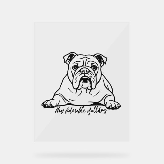Schattige Bulldog Acryl Bord (Voorkant)