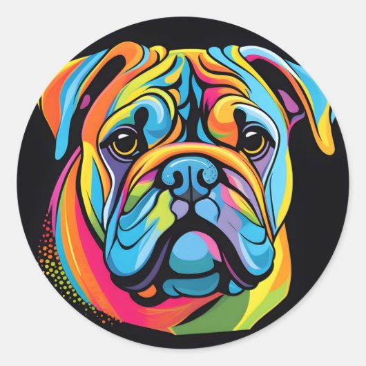 Schattige Bulldog Animal Pet Ronde Sticker (Voorkant)