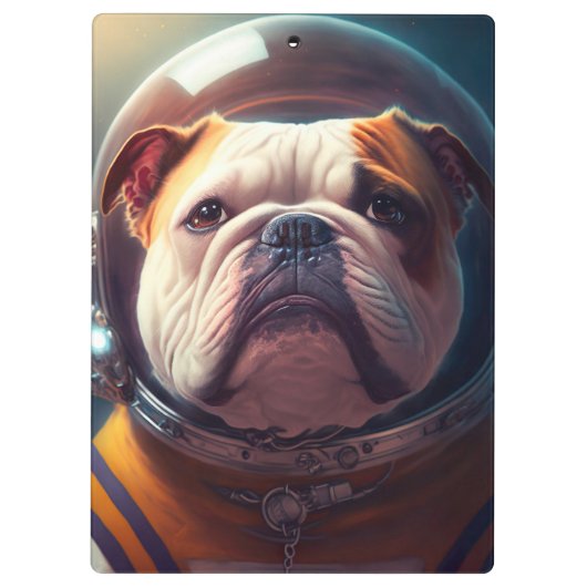 Schattige Bulldog Astronaut Klembord (Achterkant)
