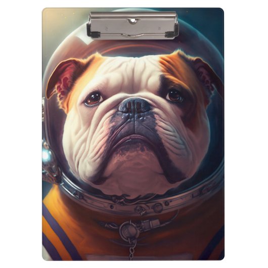 Schattige Bulldog Astronaut Klembord (Voorkant)