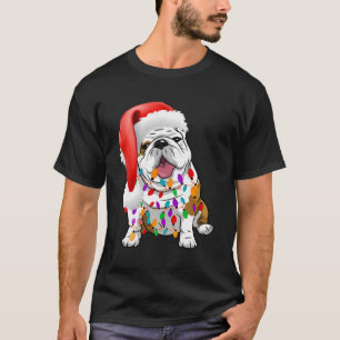 Schattige Bulldog Christmas Shirt Santa Hat Xmas L