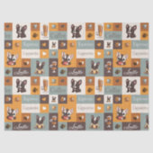 Schattige Bulldog & Coffee vintage Tissuepapier (Voorkant)