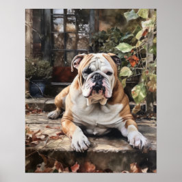 Schattige Bulldog Dog Art Print Poster