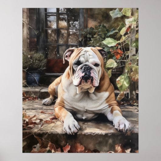Schattige Bulldog Dog Art Print Poster (Voorkant)
