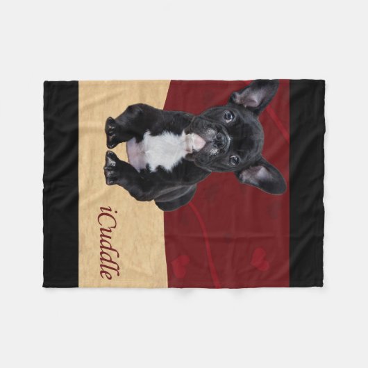 Schattige Bulldog Fleece Deken (Voorkant (Horizontaal))