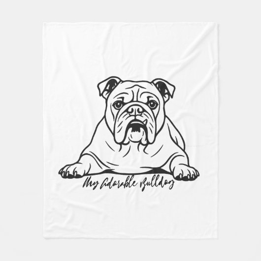 Schattige Bulldog Fleece Deken (Voorkant)