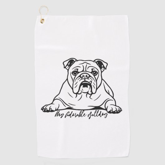 Schattige Bulldog Golfhanddoek (Voorkant)