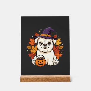 Schattige Bulldog Halloween Pompoen Hond Ontwerp_1 Acryl Bord