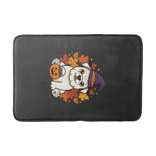 Schattige Bulldog Halloween Pompoen Hond Ontwerp_1 Badmat