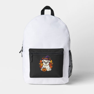 Schattige Bulldog Halloween Pompoen Hond Ontwerp_1 Bedrukte Rugzak