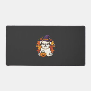 Schattige Bulldog Halloween Pompoen Hond Ontwerp_1 Bureaumat