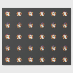 Schattige Bulldog Halloween Pompoen Hond Ontwerp_1 Cadeaupapier