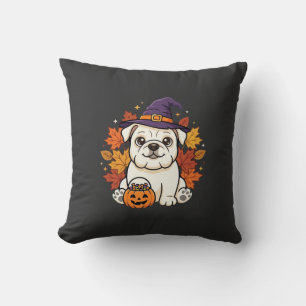 Schattige Bulldog Halloween Pompoen Hond Ontwerp_1 Kussen