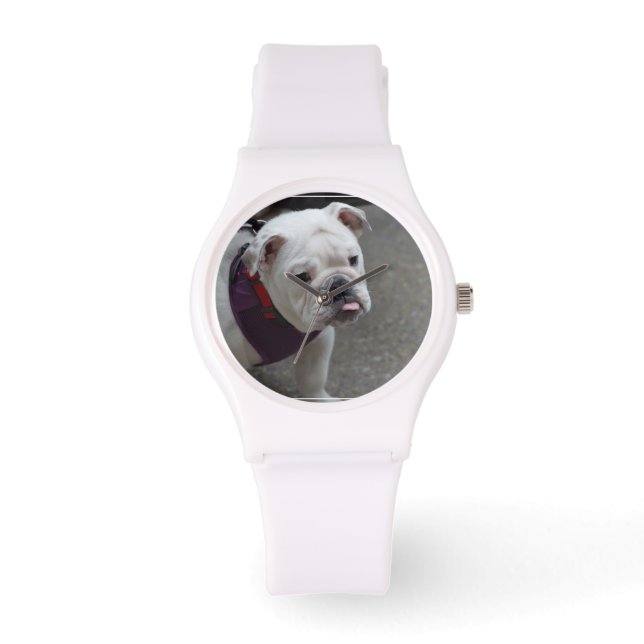 Schattige Bulldog Horloge (Voorkant)