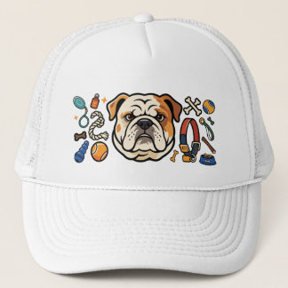Schattige Bulldog met honden speelgoed ontwerp Trucker Pet
