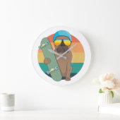 schattige bulldog met skateboard grote klok (Huis)