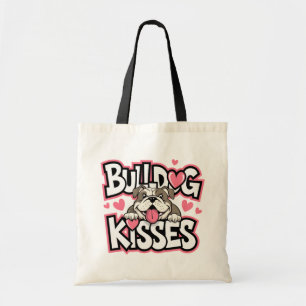 Schattige Bulldog Puppy Kusjes Roze Hart Hond Lief Tote Bag
