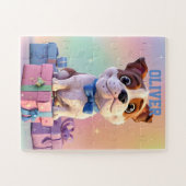 Schattige Bulldog Puppy Pastel Kleuren en geschenk Legpuzzel (Horizontaal)
