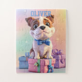 Schattige Bulldog Puppy Pastel Kleuren en geschenk Legpuzzel (Verticaal)