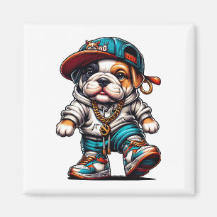 🐶 Schattige Bulldog Puppy Streetwear Cartoon Magneet