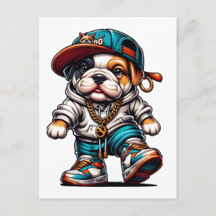 🐶 Schattige Bulldog Puppy Streetwear Hond Liefheb Briefkaart