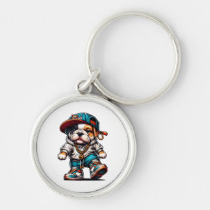 🐶 Schattige Bulldog Puppy Streetwear Hond Liefheb Sleutelhanger