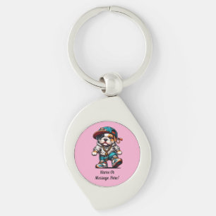 Schattige Bulldog Puppy Streetwear Hond Liefhebber Sleutelhanger