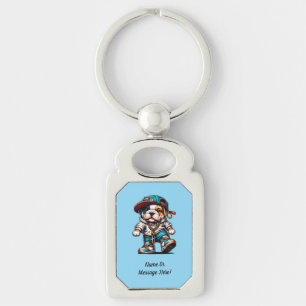 Schattige Bulldog Puppy Streetwear Hond Liefhebber Sleutelhanger