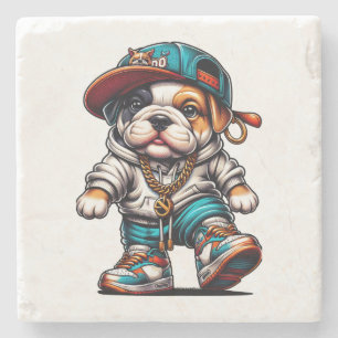Schattige Bulldog Puppy Streetwear Hond Liefhebber Stenen Onderzetter
