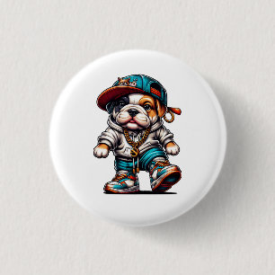 Schattige Bulldog Puppy Streetwear Hondenmode Ronde Button 3,2 Cm