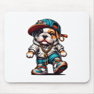 Schattige Bulldog Puppy Streetwear Stijlvolle Hond Muismat