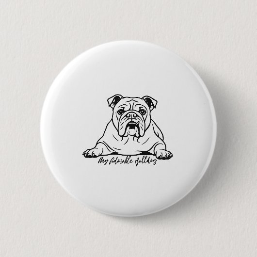 Schattige Bulldog Ronde Button 5,7 Cm (Voorkant)