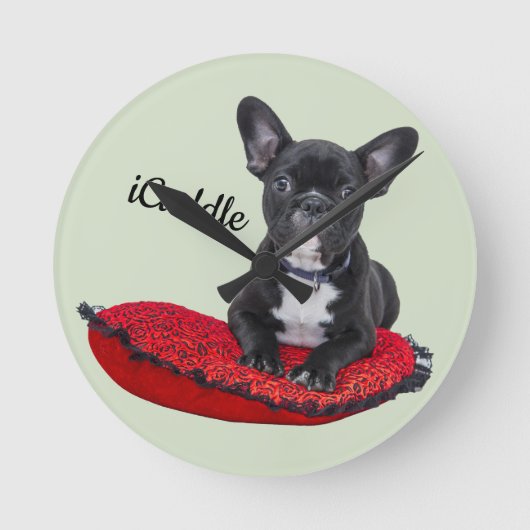 Schattige Bulldog Ronde Klok (Voorkant)