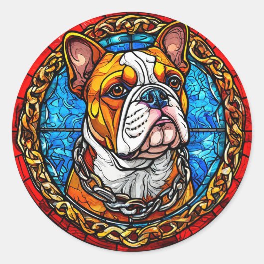 Schattige Bulldog Ronde Sticker (Voorkant)