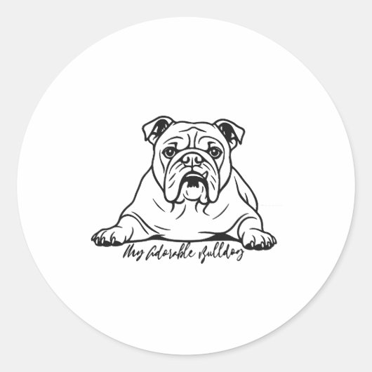 Schattige Bulldog Ronde Sticker (Voorkant)