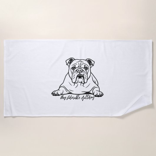 Schattige Bulldog Strandlaken (Voorkant)