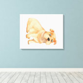 Schattige Bulldog Wall Art | Pitbull Owner Gift Canvas Afdruk (Insitu (Houten vloer))