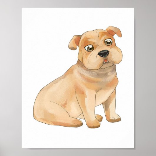 Schattige Bulldog Wall Art | Pitbull Owner Gift Poster (Voorkant)