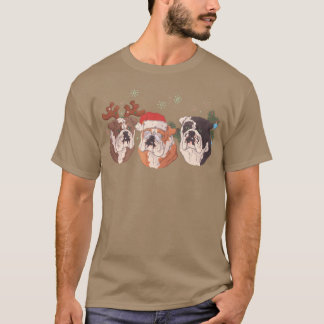 Schattige Bulldogs Met Kerst Accessoires cadeau T-shirt