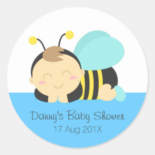 Schattige Bumble Bee Boy Baby shower Ronde Sticker